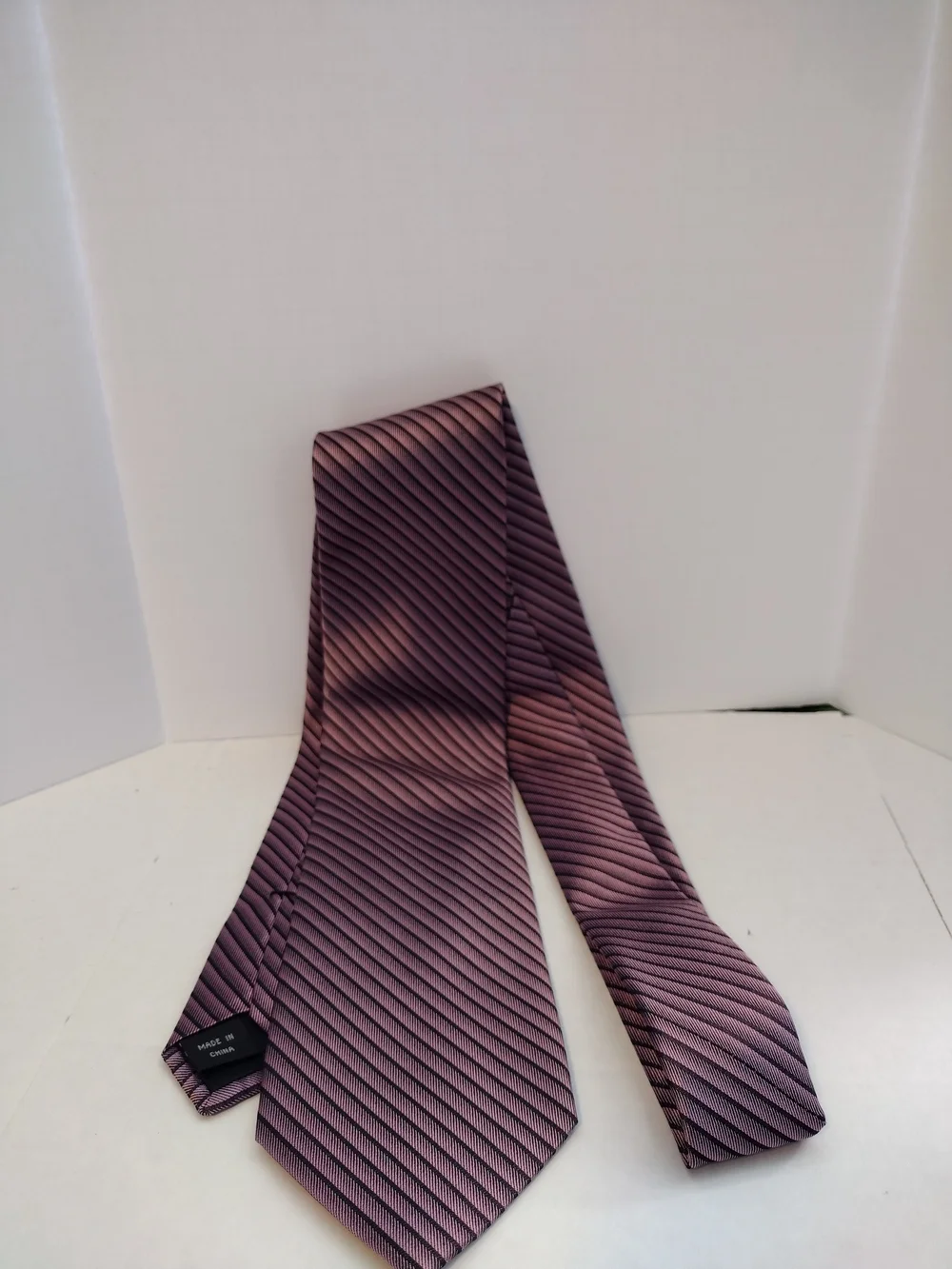 Van Heusen Lavender and Black Diagonal Striped Tie
